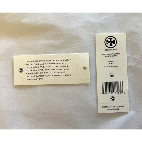 New Tory Burch Britten Patent Zip Continental Wallet Lavender with Card Holder - Picture 5 of 8